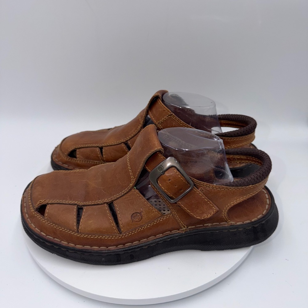 Born Mens Brown Leather Fisherman Sandals Gladiator Shoes Size 11/45
